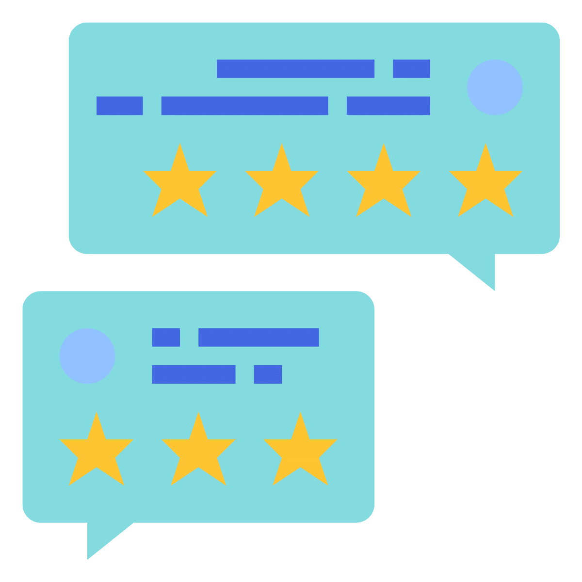 Speech bubbles with text and ratings