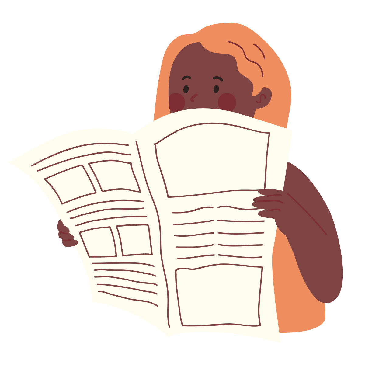 Illustration of a woman reading a newspaper